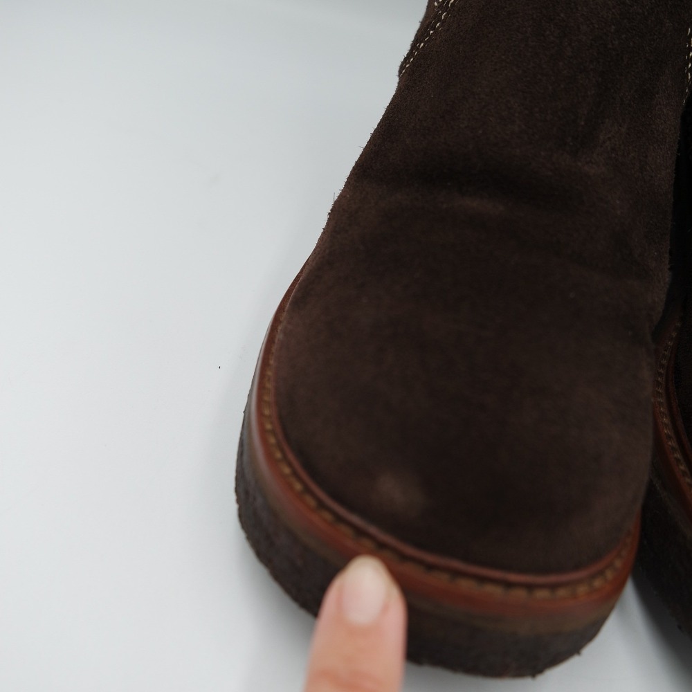 Vintage 2001 Frye Rebel Zip Platform Y2K Womens Dark Brown Suede Tall Boots 7M - Picture 5 of 16
